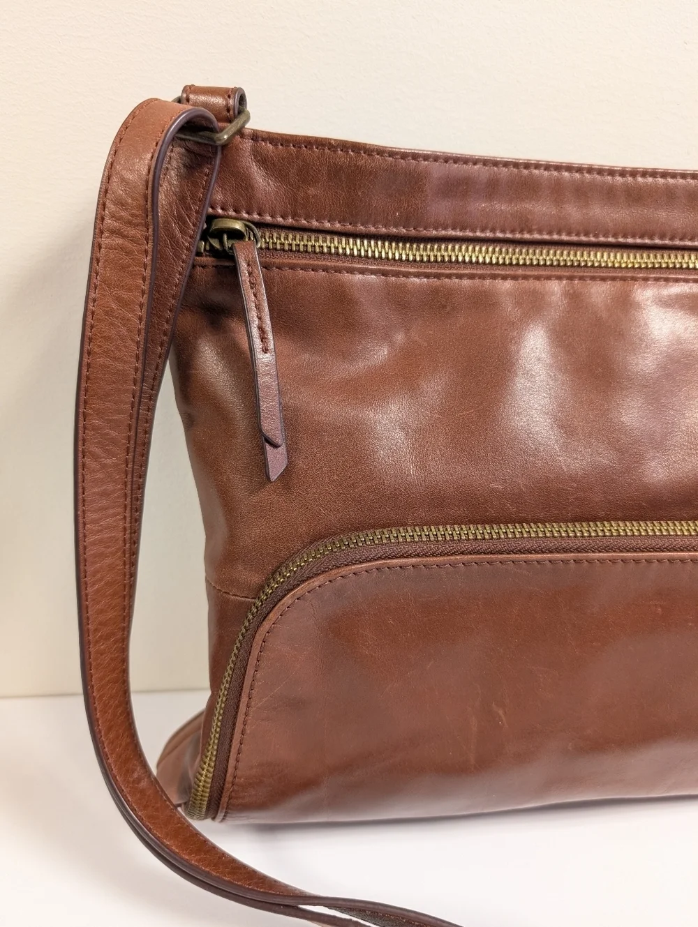 Margot Cognac Leather Crossbody Bag Boho Classic Shoulder Purse